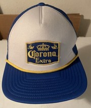 Vintage Corona Extra Embroidered Patch rope front blue white trucker mes... - $20.78