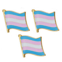 3 Transgender Flag Pins 0.5&quot; Metal Lapel Pin Trans Pride Lgbtq Hat Tie Lot Set - £7.97 GBP
