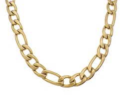 6mm Figaro Chain Necklace Gold Tone Stainless Steel 22&quot; Lobster Clasp N71 - $11.87
