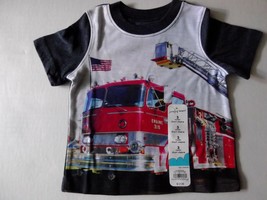 Jumping Beans Baby Boy Fire Engine Truck Polo Shirt 6 Months NWT Navy Blue - £5.53 GBP