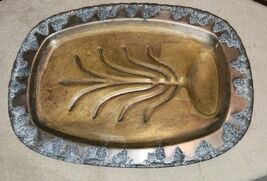 VTG Silver On Cooper Double Plate Platter Footed Grapes Fat Blood Grooves - $64.99