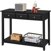 Console Table Sofa Table W/Storage Shelf &amp; 3 Drawers For Entryway/Hallway Black - £136.03 GBP