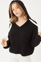 Black Casual Long Sleeve Pullover Hoodie Sweater Top_ - $19.00