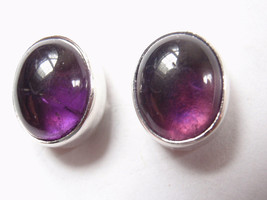 Amethyst 925 Sterling Silver Oval Stud Earrings 10X8 mm- medium sized - £10.06 GBP