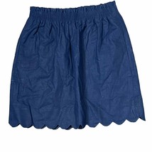 J.Crew Sidewalk Mini Skirt Women SZ.0 Blue Linen Blend Paperbag Scallop Hem NWOT - £13.60 GBP