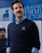 DESIGNER TED LASSO AEC RICHMOND SOFT RIBBED V-NECK SWEATER MENS BLUE MEDIUM - $21.86