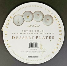 Debbie Tayler-Kerman Cert Intl Let It Snow Dessert Plates 8 1/2&quot; Set Of 4 IOB - £13.96 GBP