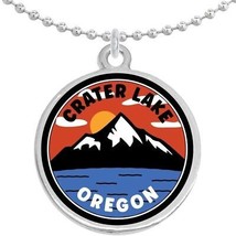 Crater Lake Oregon Round Pendant Necklace Beautiful Fashion Jewelry - £8.46 GBP