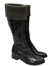 Cole Haan KNIT BLACK LEATHER Boot Knee High Gray Pull Whitley Air Zip 10... - $80.00