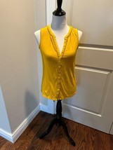  BODEN Bright Yellow Button Front Sleeveless Top SZ 2 EUC - £37.46 GBP