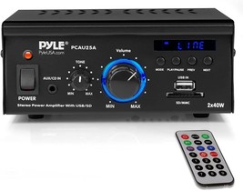 Home Audio Power Amplifier System - 2X40W Dual Channel Mini, Pyle Pcau25A. - £54.65 GBP