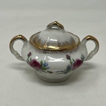 Antique Porcelain Enesco - Vintage Cream Container - White Floral Sugar Bowl - £7.21 GBP