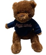 AEROPOSTALE Brown Teddy Bear Blue Zip Up Varsity Jacket plush Stuffed An... - £14.72 GBP