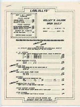 Loblollys&#39; Menu N Belt Highway St Joseph Missouri Kelley&#39;s Saloon  - $15.84