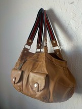 Vintage Tommy Hilfiger Beige Shoulder Bag Striped Handles Faux Leather P... - $25.25