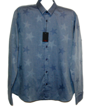 Jared Lang Gray Star Design Men&#39;s Dress  Shirt Long Sleeve Button Size XL - £48.25 GBP