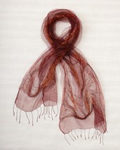 Smithsonian Diaphanous Copper Thread Silk Scarf 72&quot; Long - £31.45 GBP