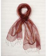 Smithsonian Diaphanous Copper Thread Silk Scarf 72&quot; Long - $39.99