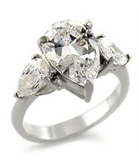 Teardrop Cut Clear CZ Engagement Ring April Birthstone .925 Sterling Silver - $480.68 MXN