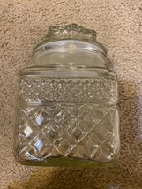 Vintage Anchor Hocking Wexford JAR/CANISTER-Diamond Pattern-Sealed Lid-5.25&quot; - £11.16 GBP