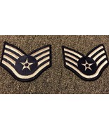 1 PAIR 1976-1993 SEW ON USAF Air Force Rank Patch STAFF SERGEANT E-5 BLU... - $287.68 MXN