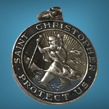 Antique Sterling St. Cristopher Enamel Medal  - £75.76 GBP