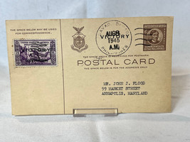 WW2 First Day Victory Cover Postcard With Stamp DAVAO Philippines Aug 8 1945 - £31.60 GBP