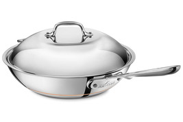 All-Clad 12-in Copper Core 5-Ply Bonded Chef&#39; s Pan w/Domed Lid FACTORY ... - $186.99