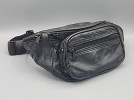 Fanny Pack Genuine Leather Bum Bag Black with Adjustable Strap READ - £8.36 GBP