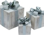Silver 3-Piece Wooden Gift Box Christmas Decoration From Alpine Corporation - £59.31 GBP