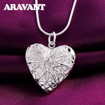 925 Silver Round Heart Photo Frame Can Open Locket Necklaces For Women Valentine - £10.13 GBP