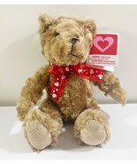 Valentine&#39;s Teddy Bear Plush Stuffed Animal Brown Red Bow - £11.71 GBP