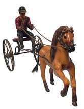 24&quot; Vintage Horse Harness Racing Sulky with Jockey/Driver Figure, Folk Art - £171.89 GBP