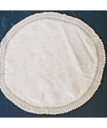 Oval Cream Color Doily with Crochet Edge 16&quot; x 17&quot; Vintage - $4.94