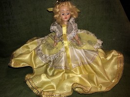 1940&#39;s Doll with Dress Nancy Lee Yellow Handmade Bautiful Dress Blonde - £23.59 GBP