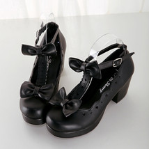 Fashion Buckle Women Mary Janes Pumps T-Strap Women High Heel Shoes Sweet Bowtie - £55.88 GBP