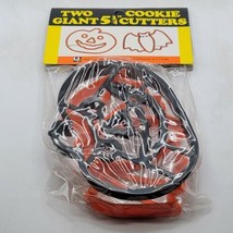 Set of 2 Vintage Halloween Fall Ullman Cookie Cutters Bat Pumpkin 5 3/4&quot;  - £7.38 GBP