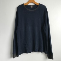 RRL RALPH LAUREN 2XL Blue Thermal Waffle Knit Crew Neck Long Sleeve Pull... - $50.96