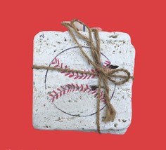Set of 4 Natural Stone Baseball Drink Coasters - $11.00