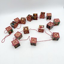 Vintage A-B Letter Blocks, Christmas Santa Wood Blocks Garland Red String - $39.99