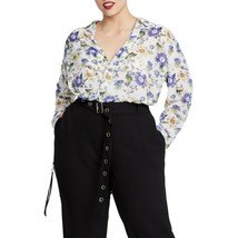 NWT Womens Plus Size 22W RACHEL Rachel Roy Sandar Floral Print Wrap Blouse Top - £34.83 GBP