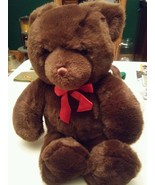 000 GUND Brown  Bear Red Gift Ribbon  17&quot; Plush Stuffed Animal Nice - £17.28 GBP