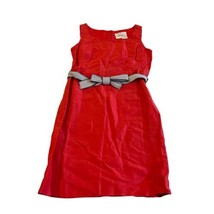 Max Mara Linen Silk Blend Red Belt Tank Dress Size 12 Black White Belt Midi - $140.24