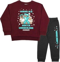 MINECRAFT ~ Two (2) Piece Holiday Jogger Set ~ Sweatshirt ~ Sweatpants ~... - $23.38