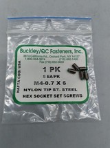NEW Buckley/QC Fasteners M4-0.7X6 Nylon Tip St. Steel Hex Socket Lot of 5 - £5.10 GBP