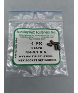 NEW Buckley/QC Fasteners M4-0.7X6 Nylon Tip St. Steel Hex Socket Lot of 5 - £5.09 GBP