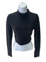 American Apparel Women&#39;s Long Sleeve Metallic Glitter Crop Turtleneck Bl... - $7.99