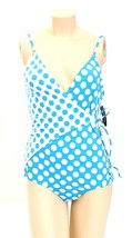 Guess Blue &amp; White Polka Dot One Piece Wrap Swim Suit Women&#39;s Size L NWT - £61.32 GBP