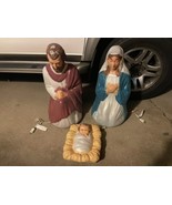 Vintage Nativity Blow Mold Mary Joseph Baby Jesus Lighted Made in USA Ge... - €213,47 EUR