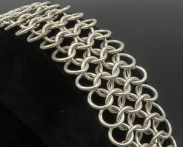 925 Sterling Silver - Vintage Interlocking Circle Link Chain Bracelet - BT4827 - £205.21 GBP